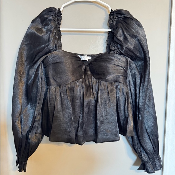 Astr the Label NWT Night Out Elegant Date Night Sexy Womens Cropped Black Blouse - Picture 2 of 9